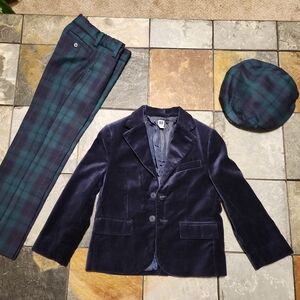 Janie and Jack boys 3pc wool/velvet Suit, Sz 5/6 Toddler